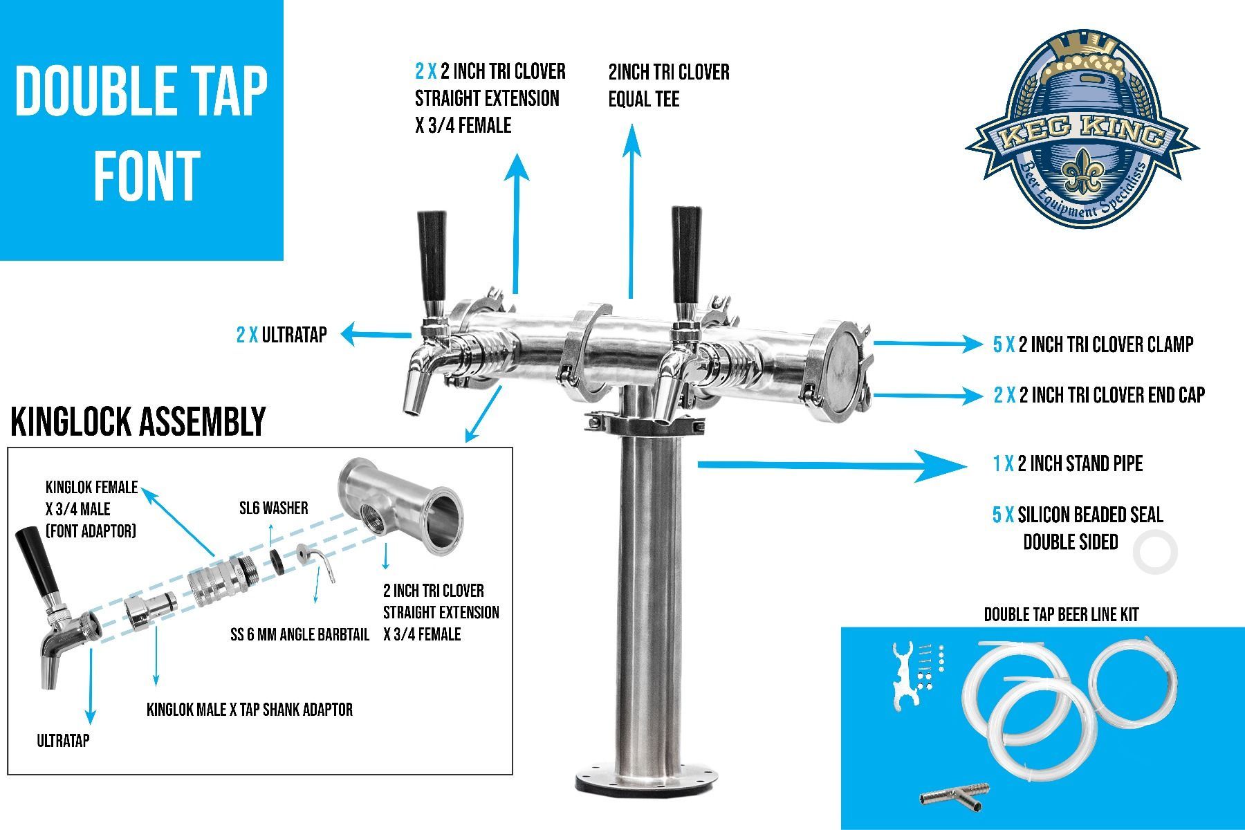 Beer Font Tower - Six Tap Modular Beer Font with Tap 4