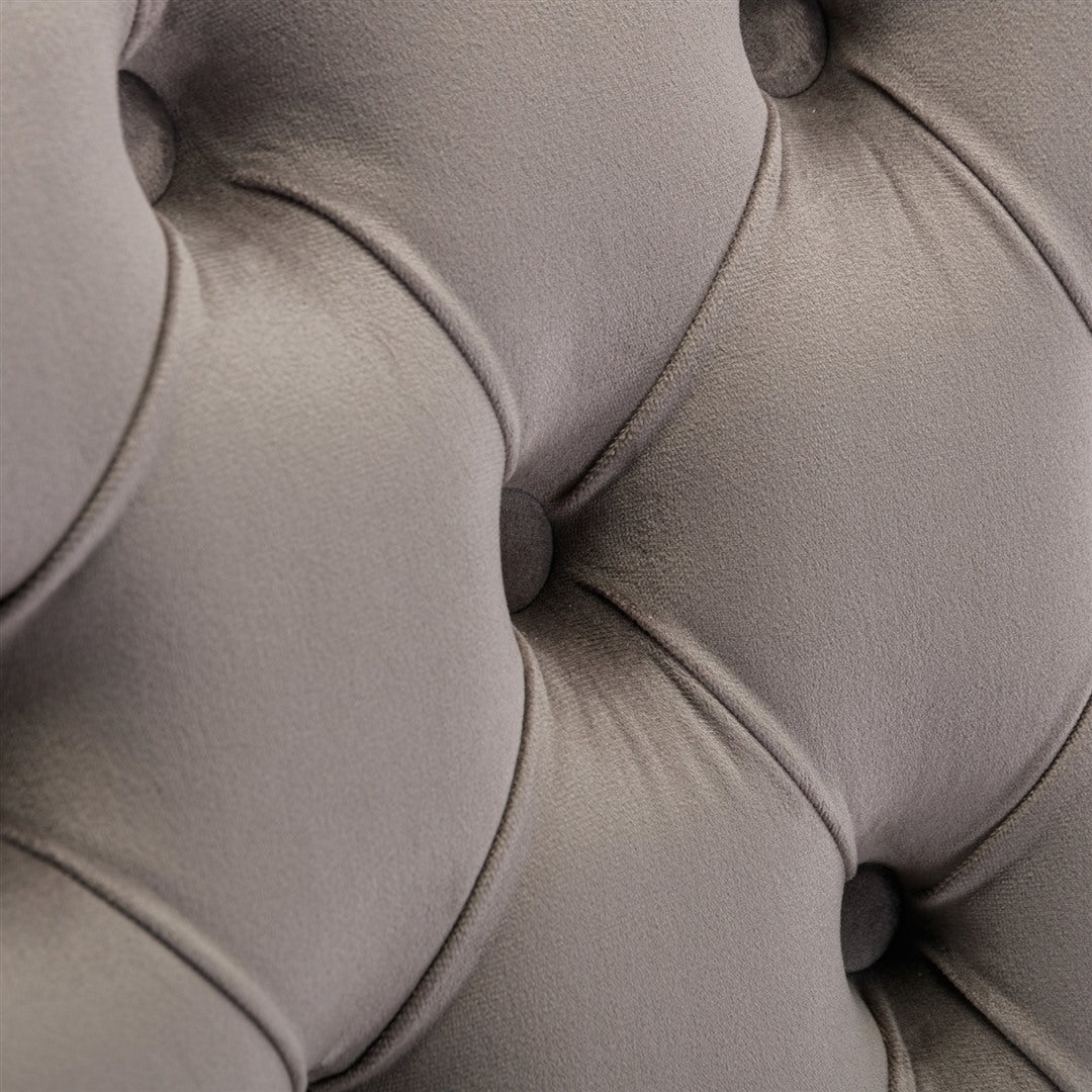 AADEN 2x Velvet Dining Chairs with Golden Metal Legs-Grey 12