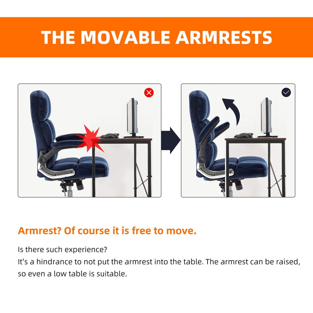 Velvet Home Ergonomic Swivel Adjustable Tilt Angle and Flip-up Arms Office Chair 10
