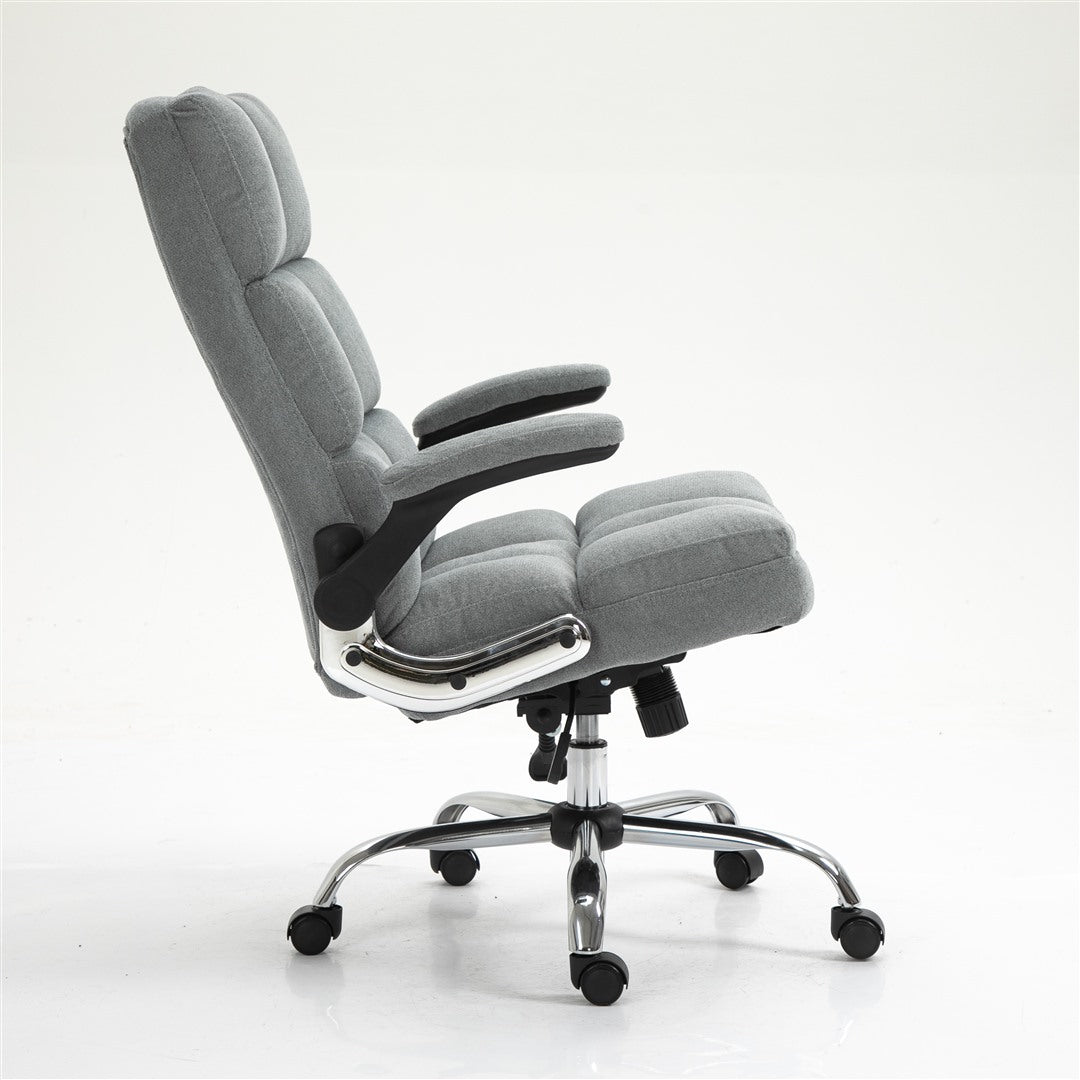 Soft Velvet Home Ergonomic Swivel Adjustable Tilt Angle and Flip-up Arms Office Chair 6