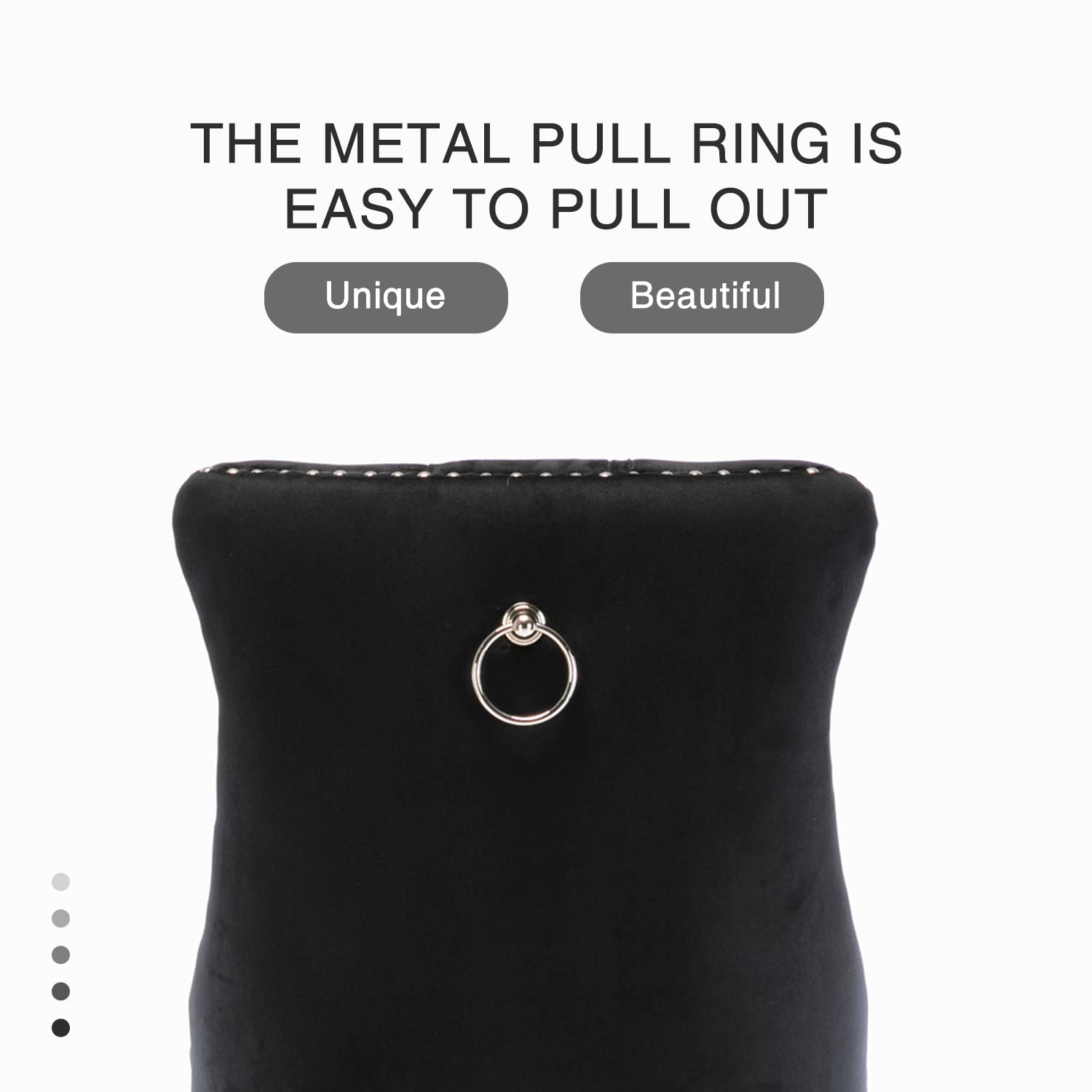 4X Velvet Bar Stools with Studs Trim Wooden Legs Tufted Dining Chairs Kitchen 14