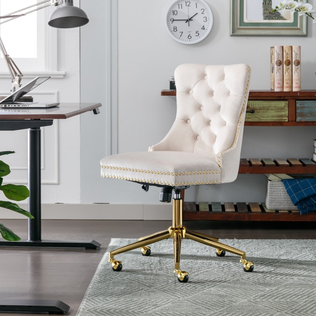 Velvet Home Office Chair- Beige 9
