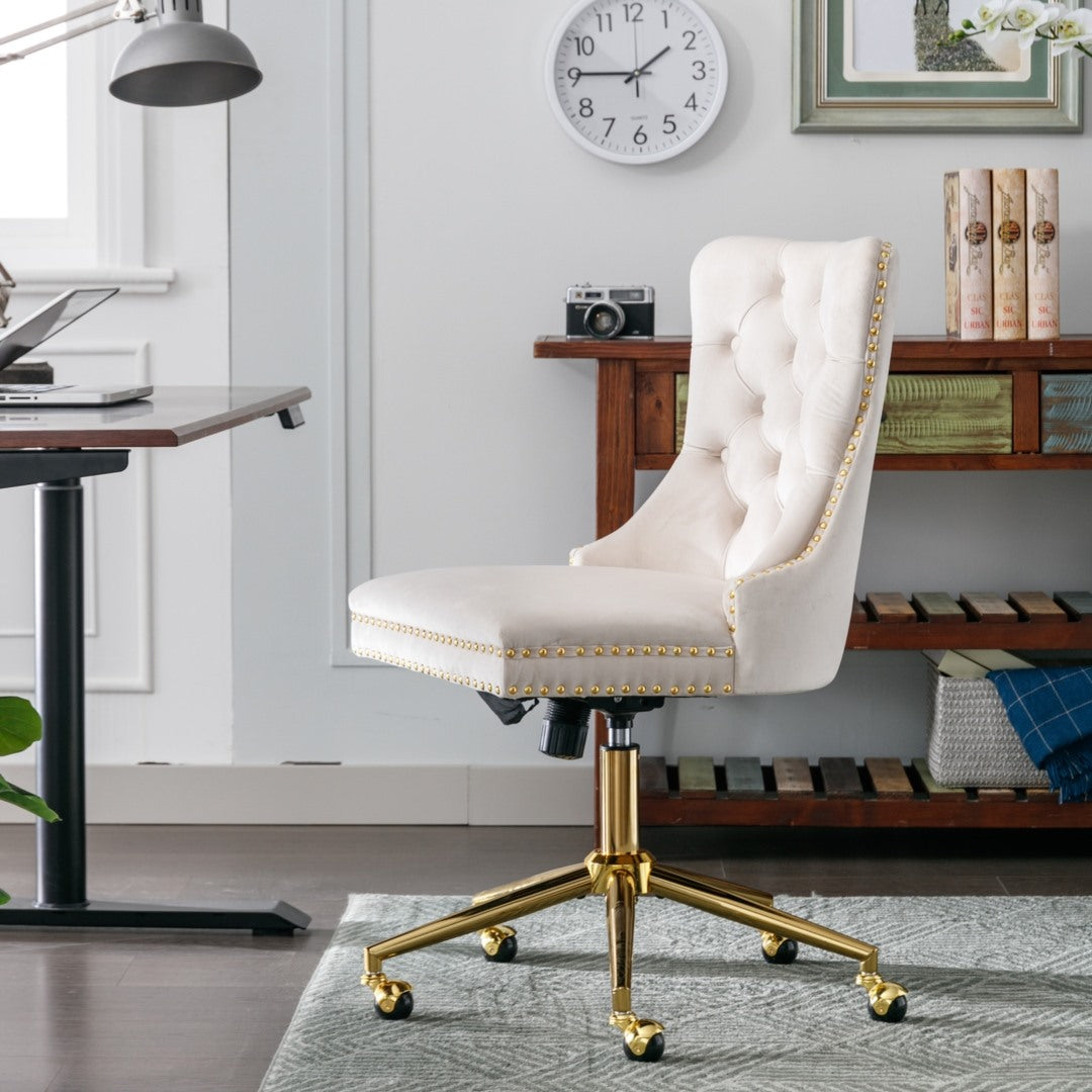 Velvet Home Office Chair- Beige 10