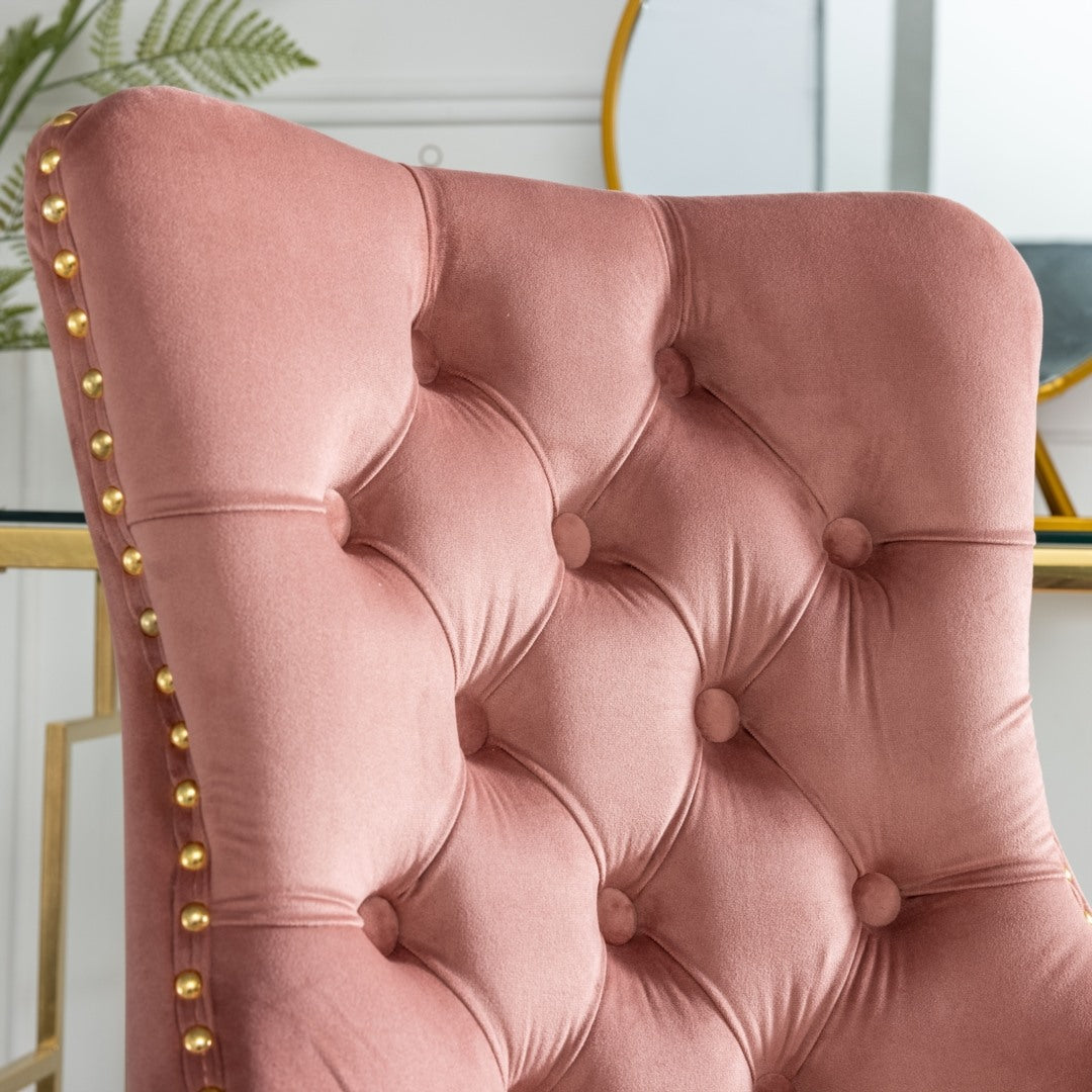 Velvet Home Office Chair- Pink 5