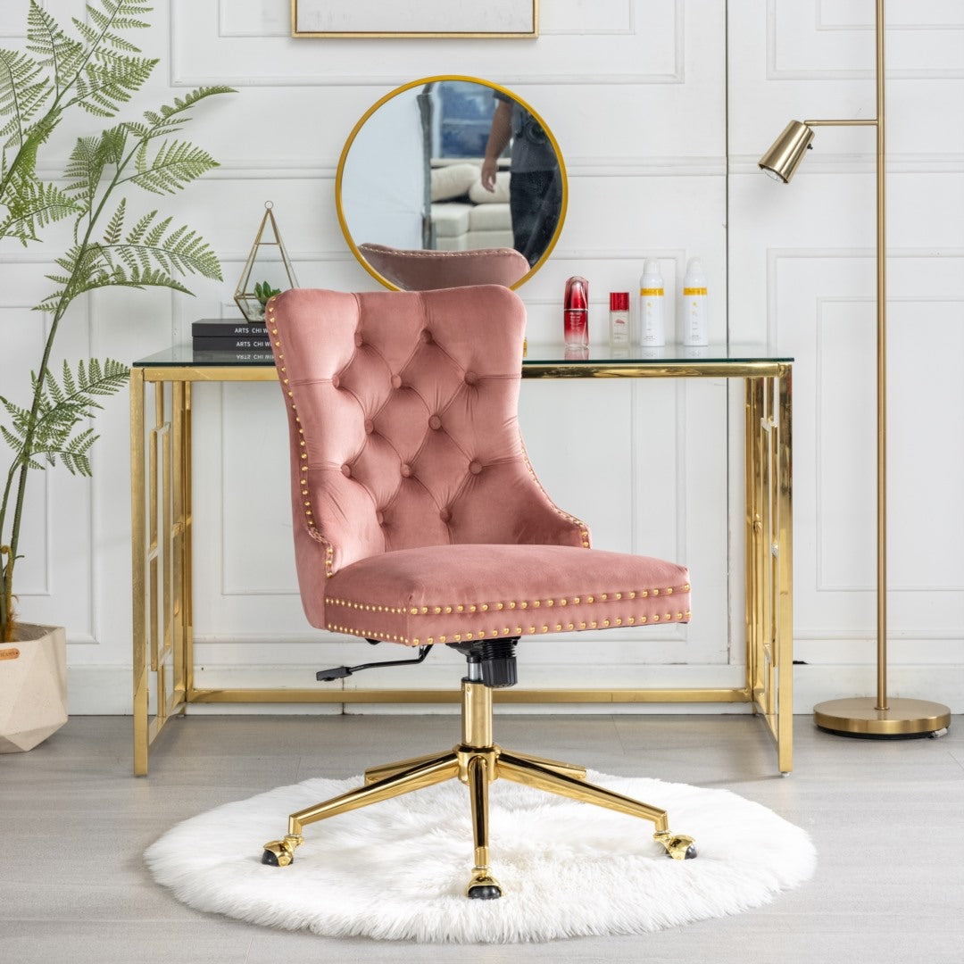 Velvet Home Office Chair- Pink 7