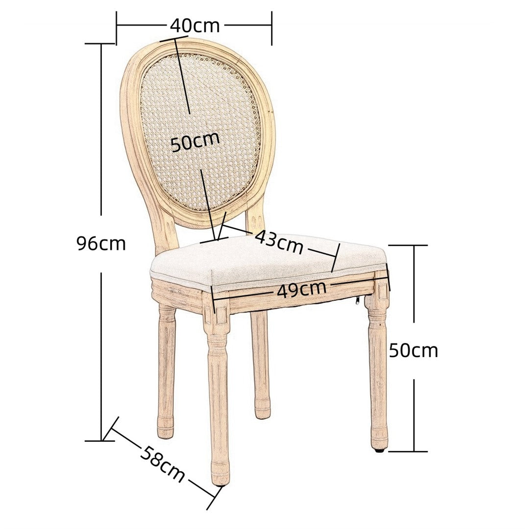 AADEN 2x Rattan Dining Chairs with Solid Wood Legs- Beige 5