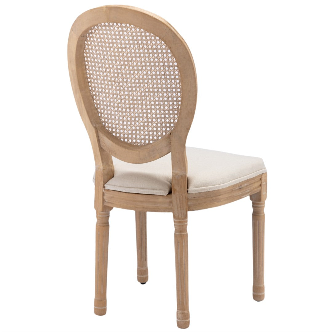 AADEN 4x Rattan Dining Chairs with Solid Wood Legs- Beige 15
