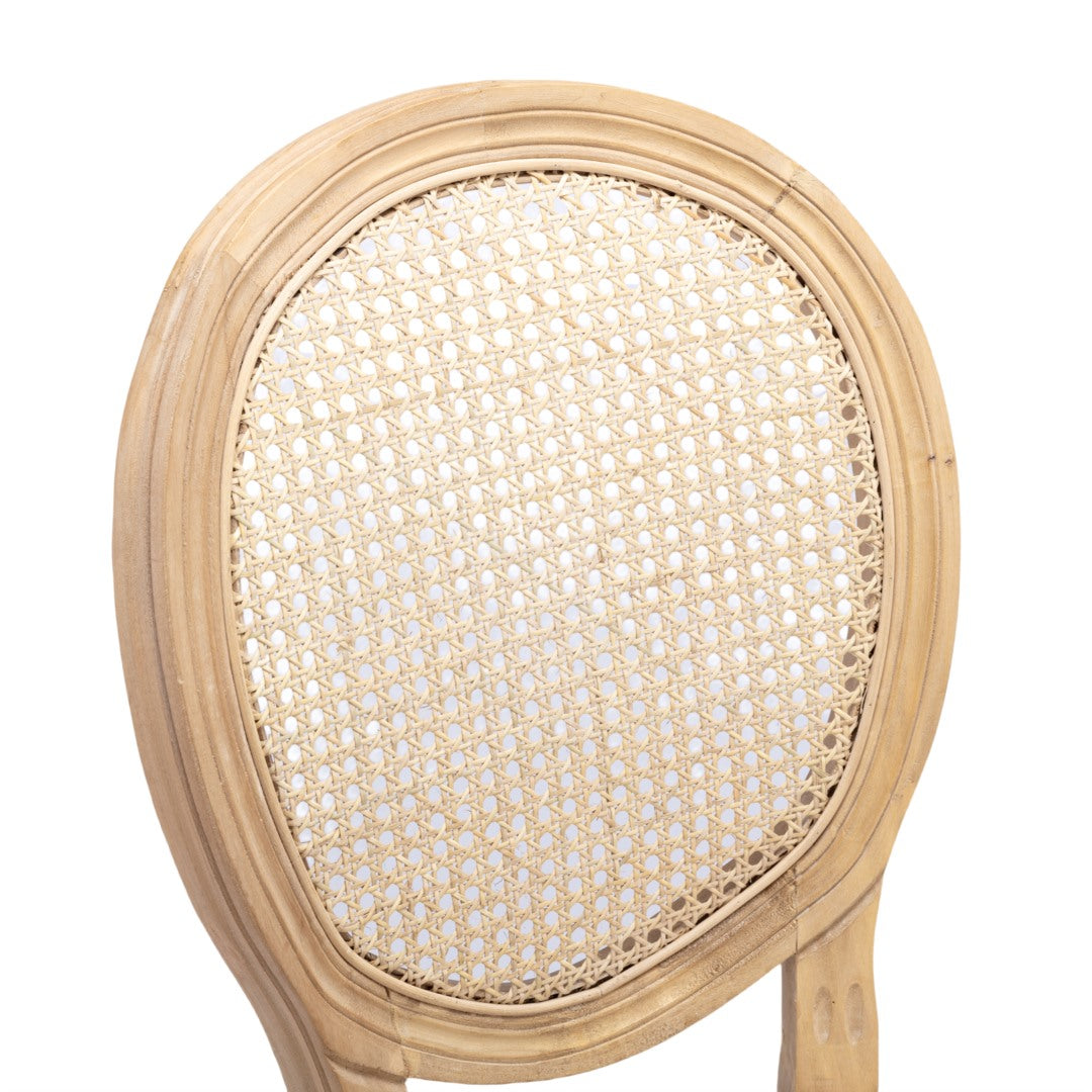 AADEN 6x Rattan Dining Chairs with Solid Wood Legs- Beige 7