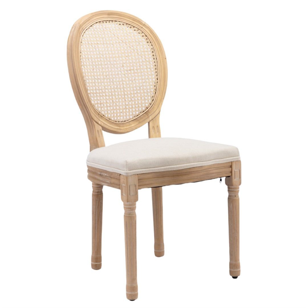 AADEN 8x Rattan Dining Chairs with Solid Wood Legs- Beige 15