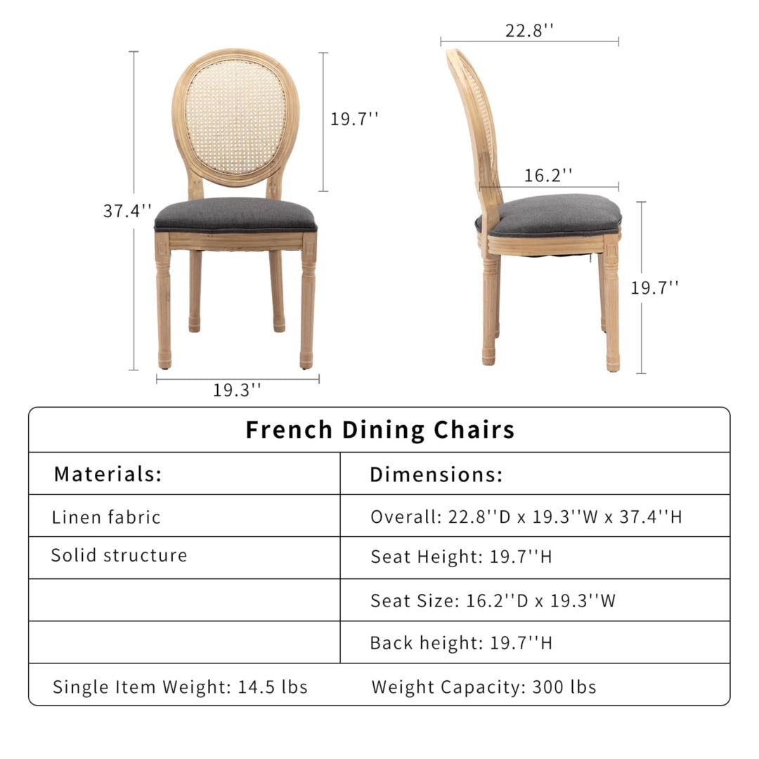 AADEN 2x Rattan Dining Chairs with Solid Wood Legs- Grey 4