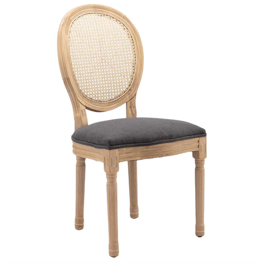 AADEN 2x Rattan Dining Chairs with Solid Wood Legs- Grey 12