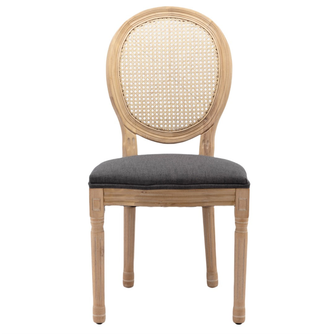 AADEN 2x Rattan Dining Chairs with Solid Wood Legs- Grey 14