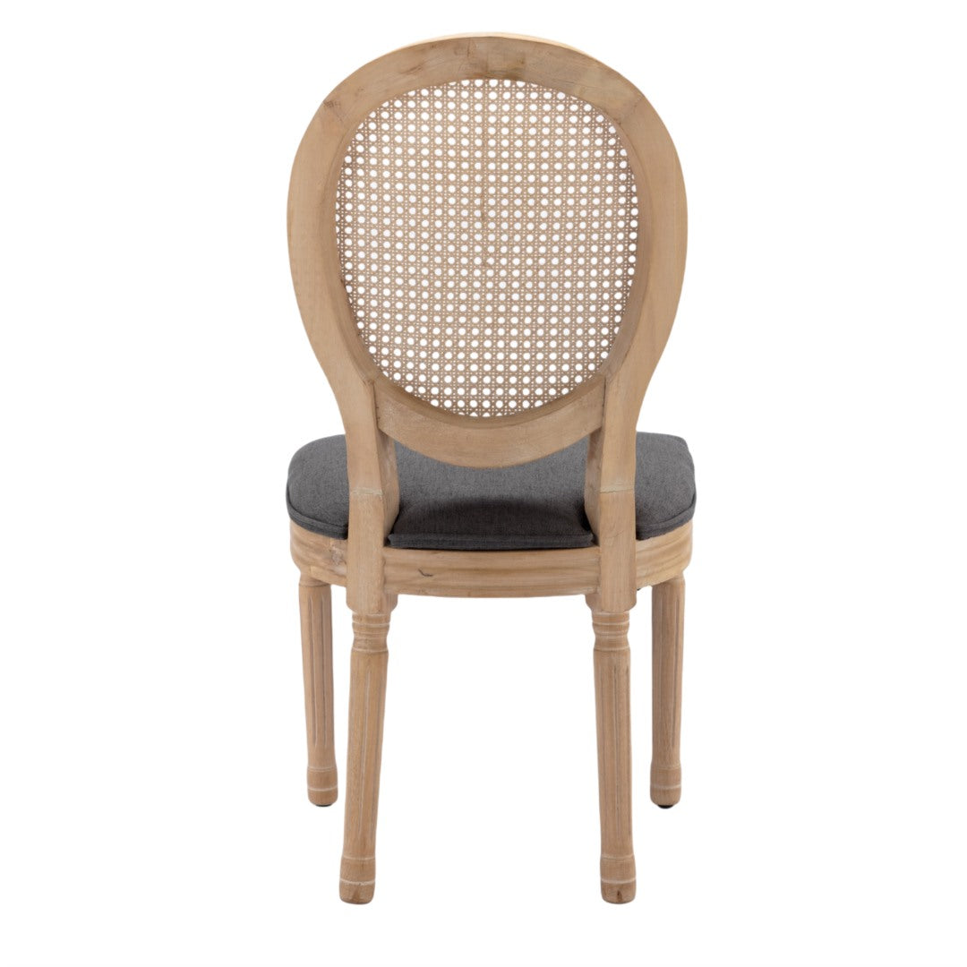 AADEN 2x Rattan Dining Chairs with Solid Wood Legs- Grey 15