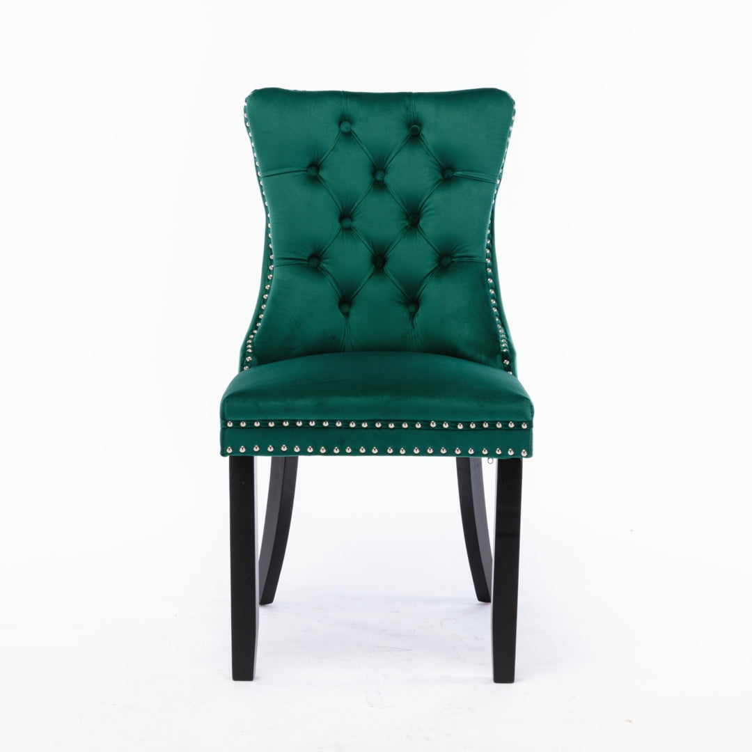 4x Velvet Dining Chairs- Green 4