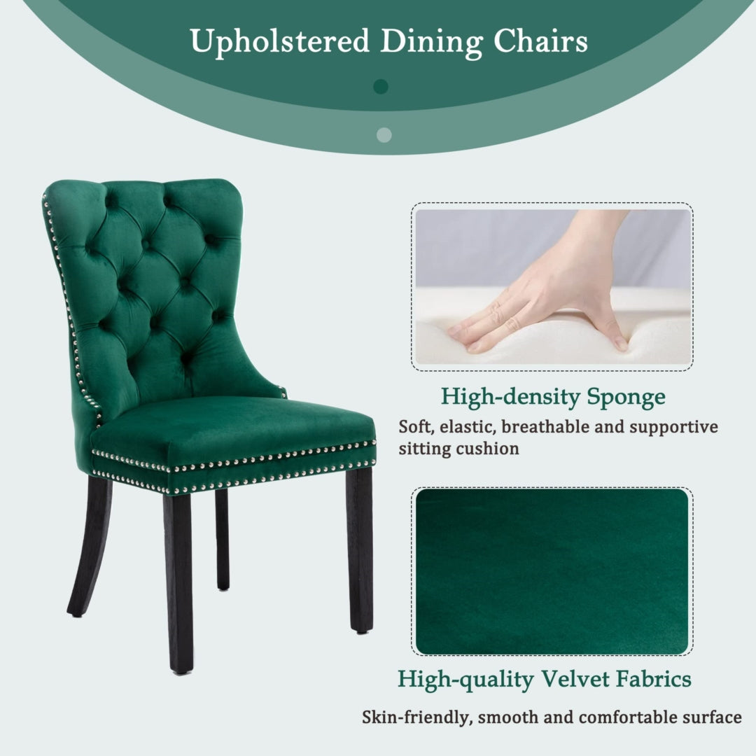 6x Velvet Dining Chairs- Green 8
