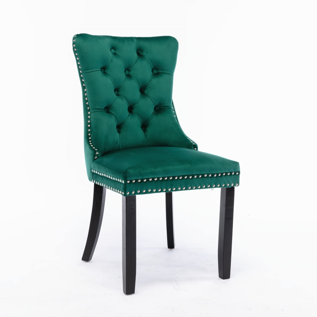 8x Velvet Dining Chairs- Green 3