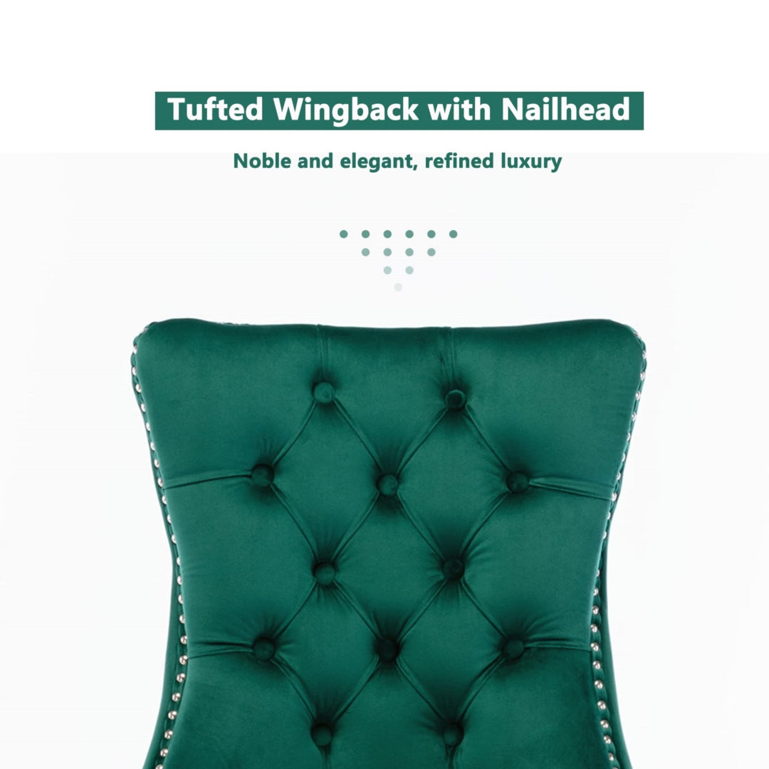 8x Velvet Dining Chairs- Green 11