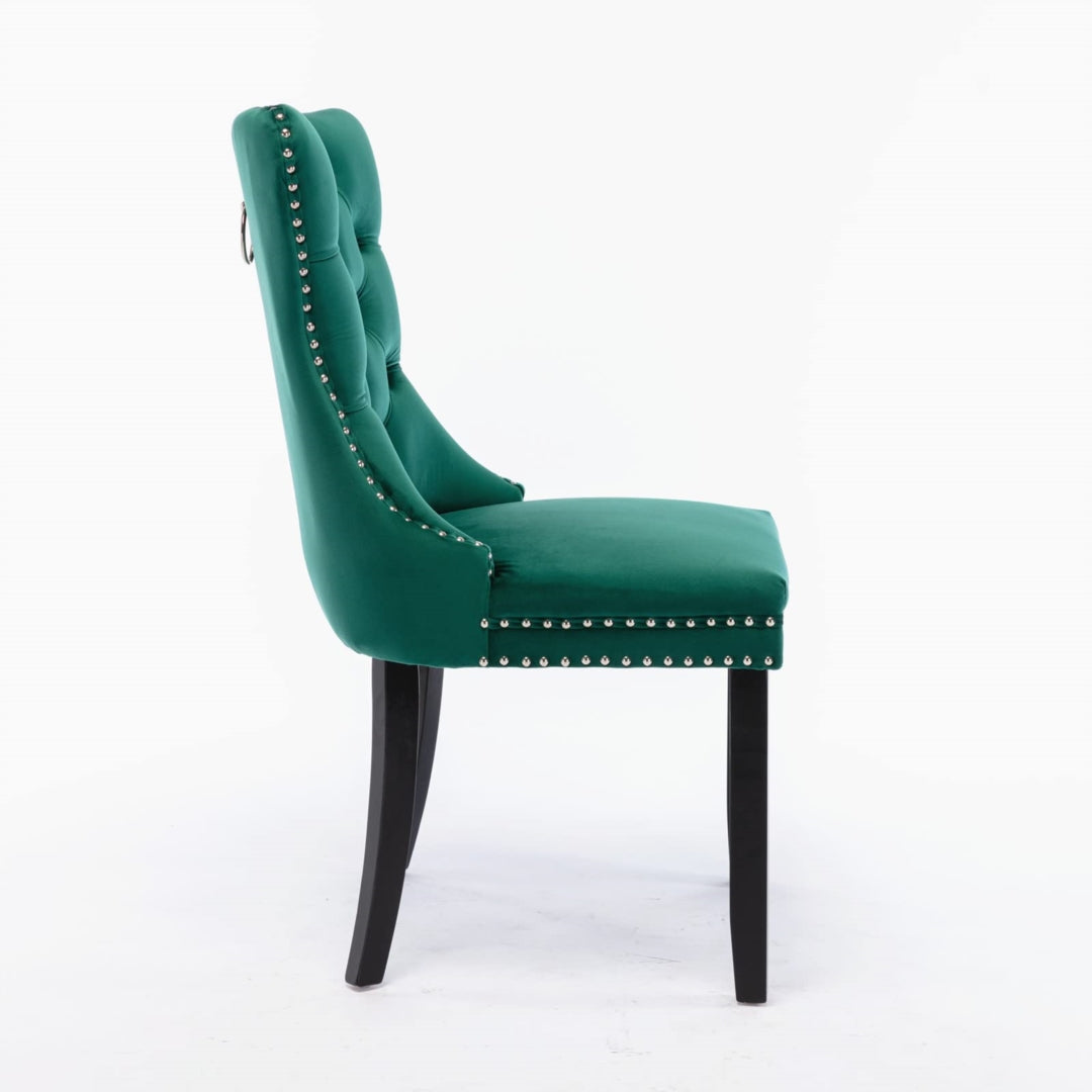 2x Velvet Dining Chairs- Green 4