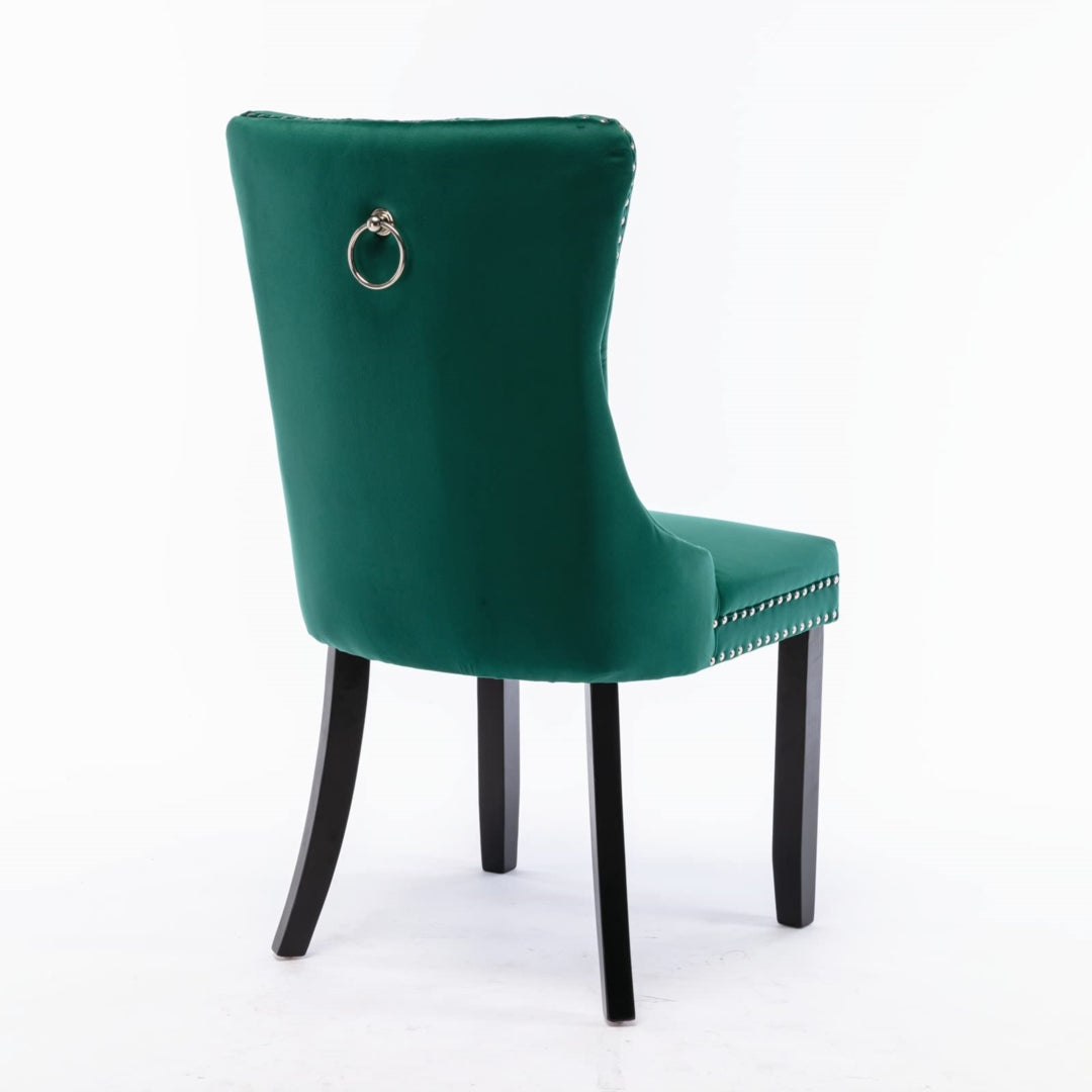 2x Velvet Dining Chairs- Green 5