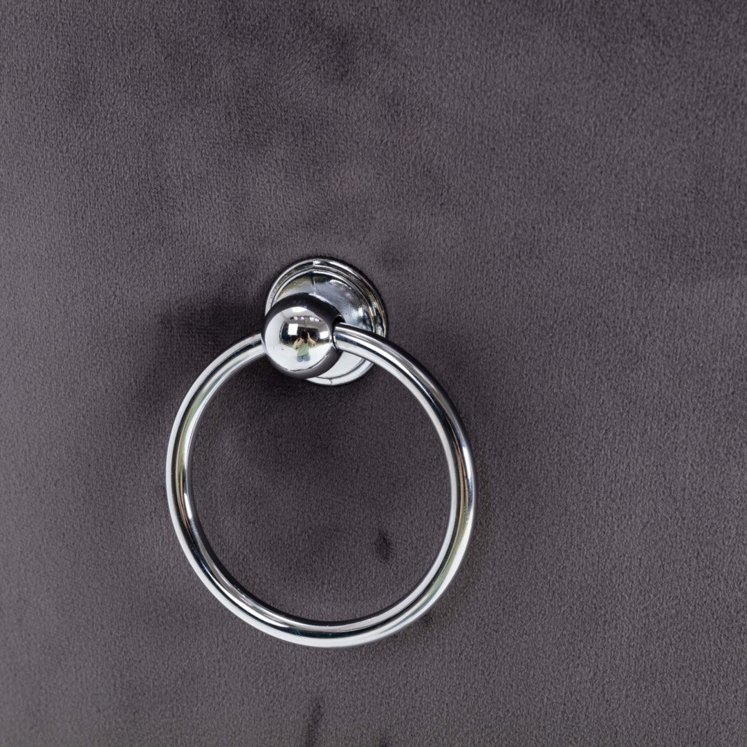 6x Velvet Dining Chairs Upholstered Tufted Kithcen Chair with Solid Wood Legs Stud Trim and Ring-Gray 14