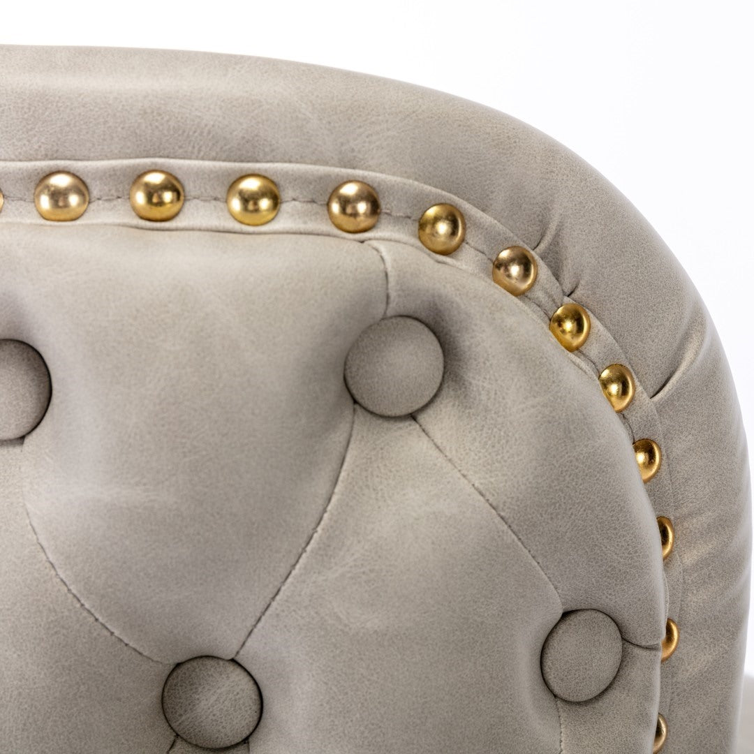 2x Faux Leather Golden Base Swivel Bar Stools- Beige 9