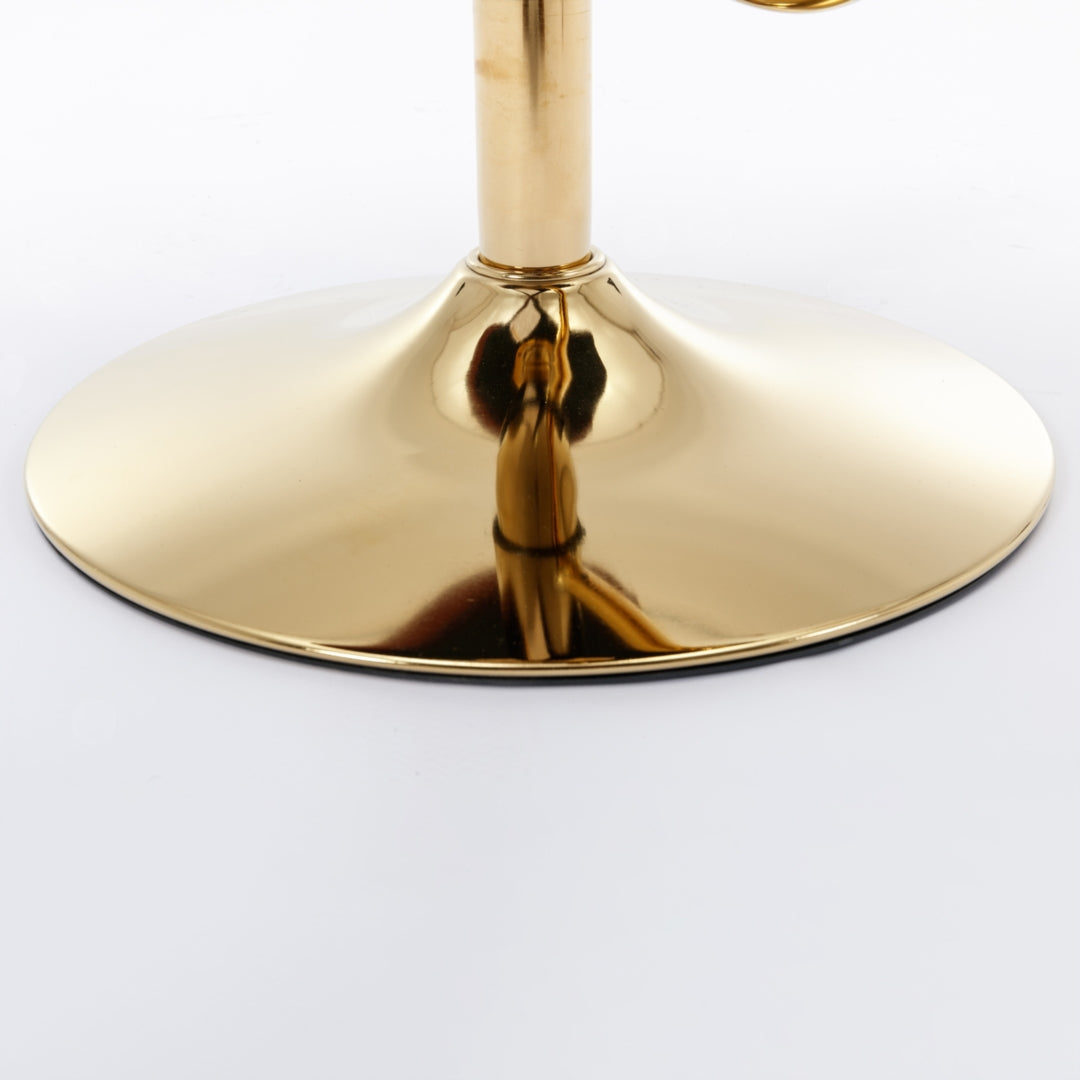 2x Faux Leather Golden Base Swivel Bar Stools- Black 11