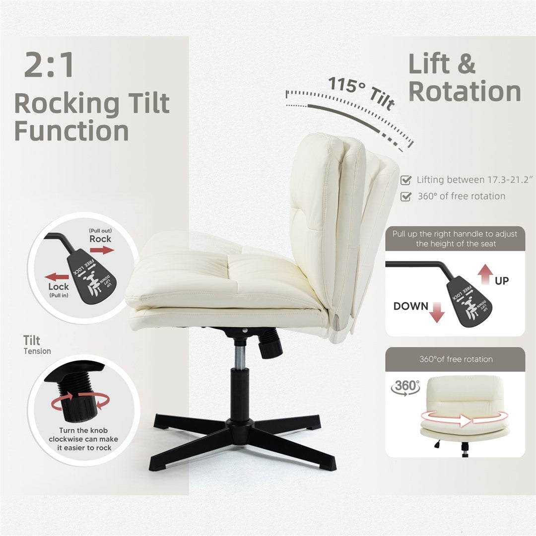 Faux Leather Home Office Chair -Beige 3