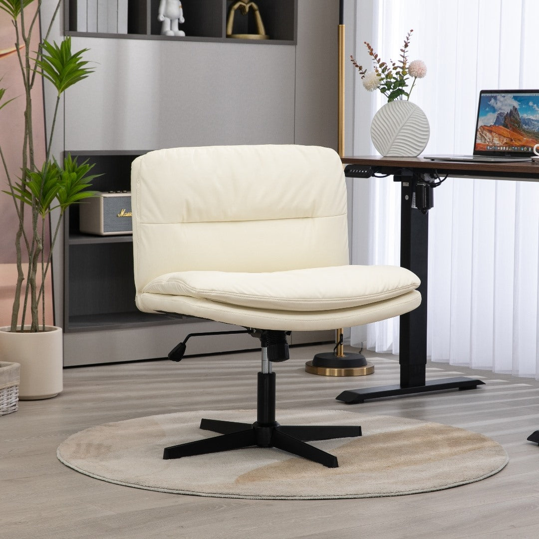 Faux Leather Home Office Chair -Beige 7