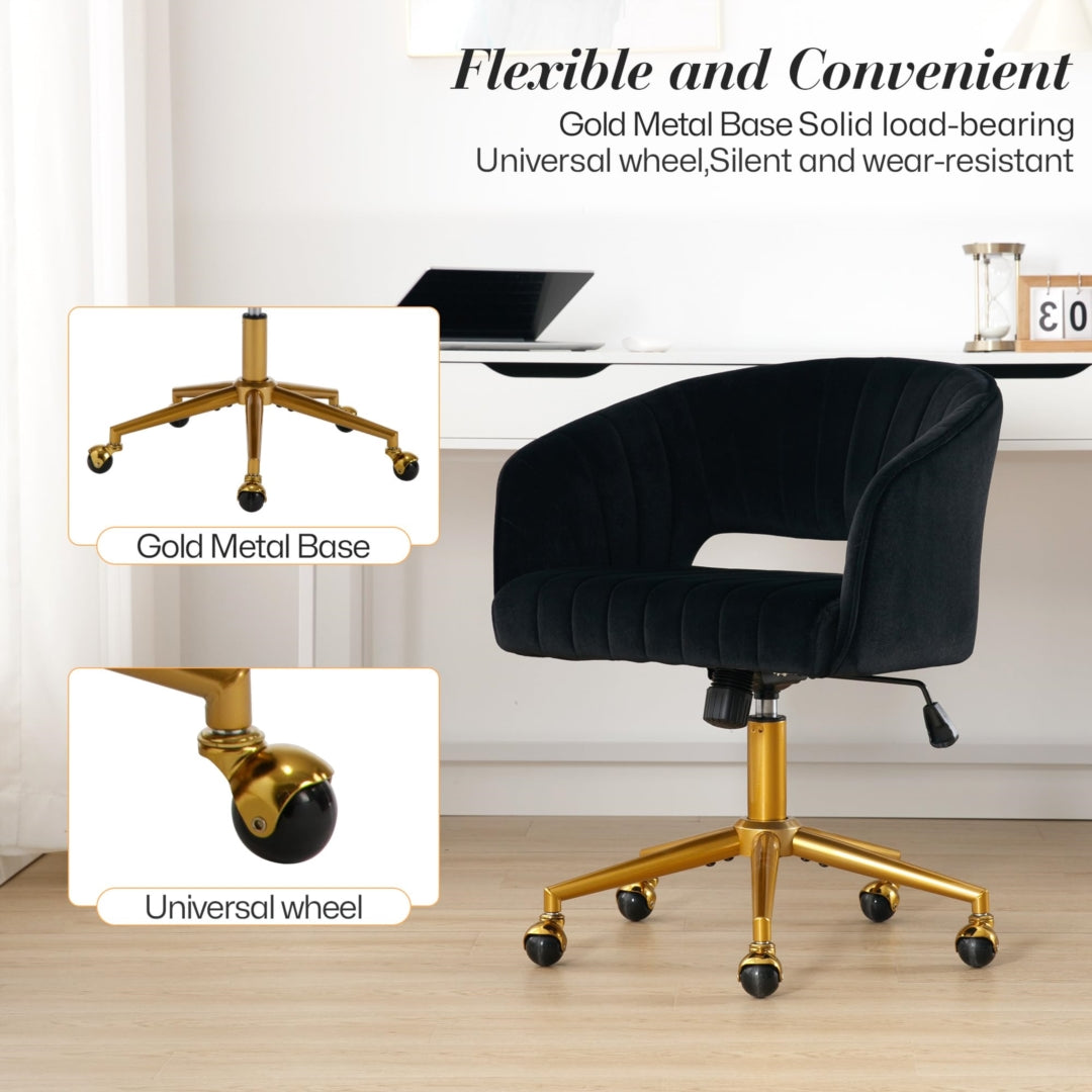 Velvet Home Office Chair- Black 5