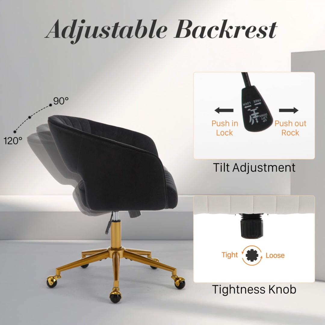 Velvet Home Office Chair- Black 6