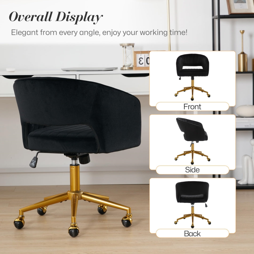 Velvet Home Office Chair- Black 7