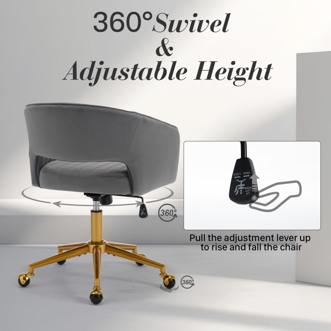 Velvet Home Office Chair- Grey 3