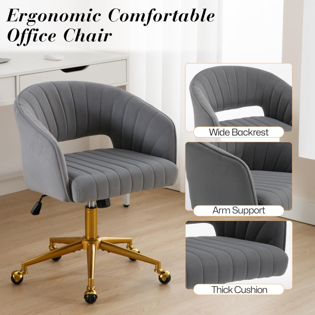Velvet Home Office Chair- Grey 4