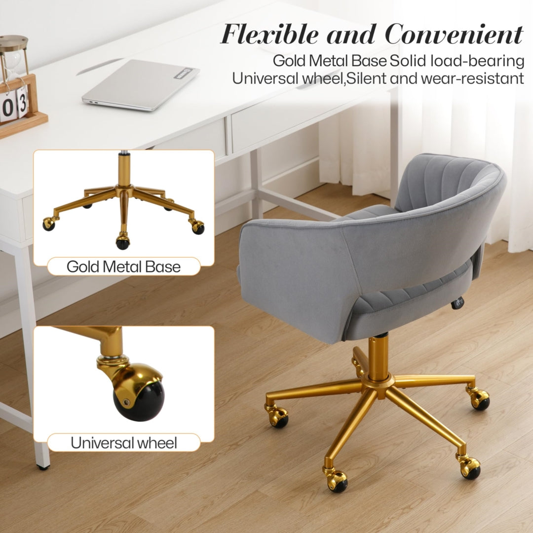 Velvet Home Office Chair- Grey 5