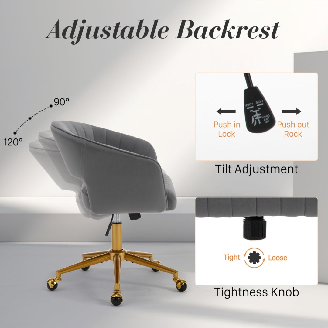 Velvet Home Office Chair- Grey 6