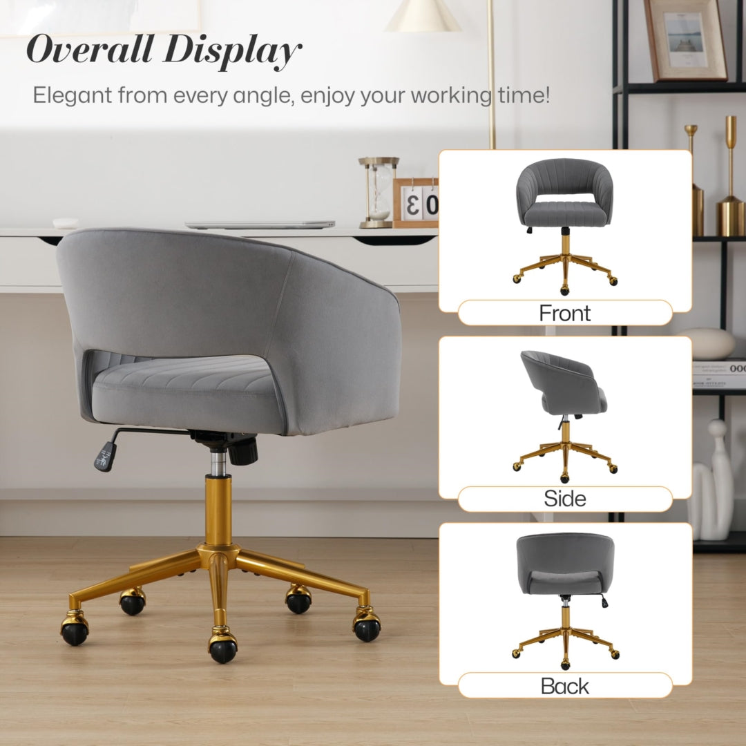 Velvet Home Office Chair- Grey 7