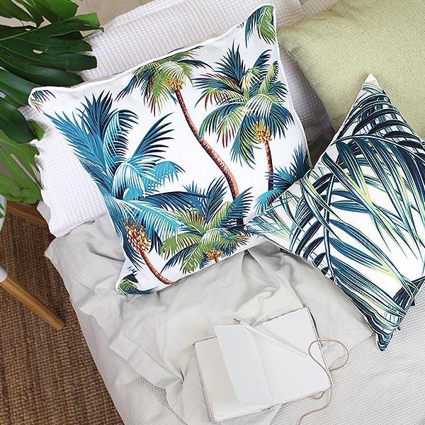 Cushion Cover-With Piping-Palm Trees White-60cm x 60cm 5