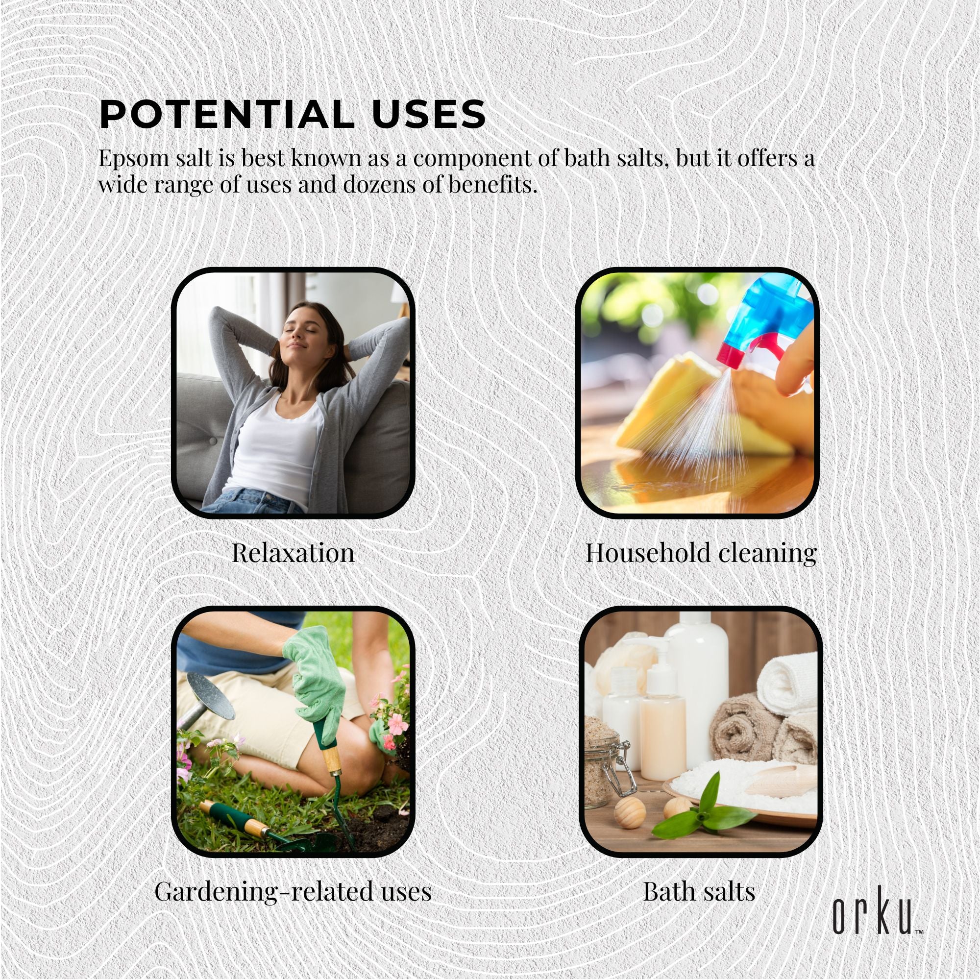 Orku 100g Epsom Salt - Magnesium Sulphate Bath Salts For Skin Body Sulfate 5