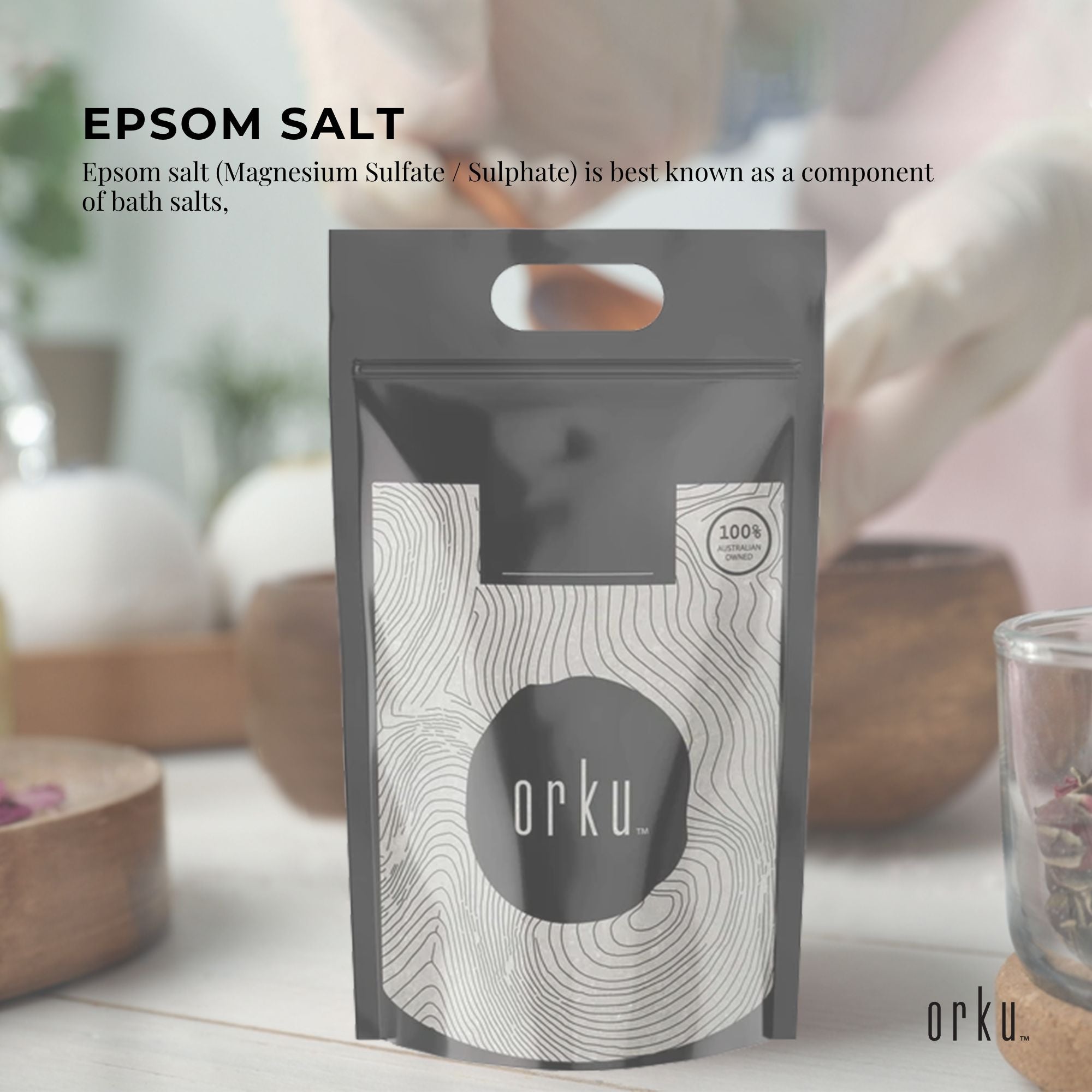 Orku 20Kg Epsom Salt - Magnesium Sulphate Bath Salts For Skin Body Sulfate