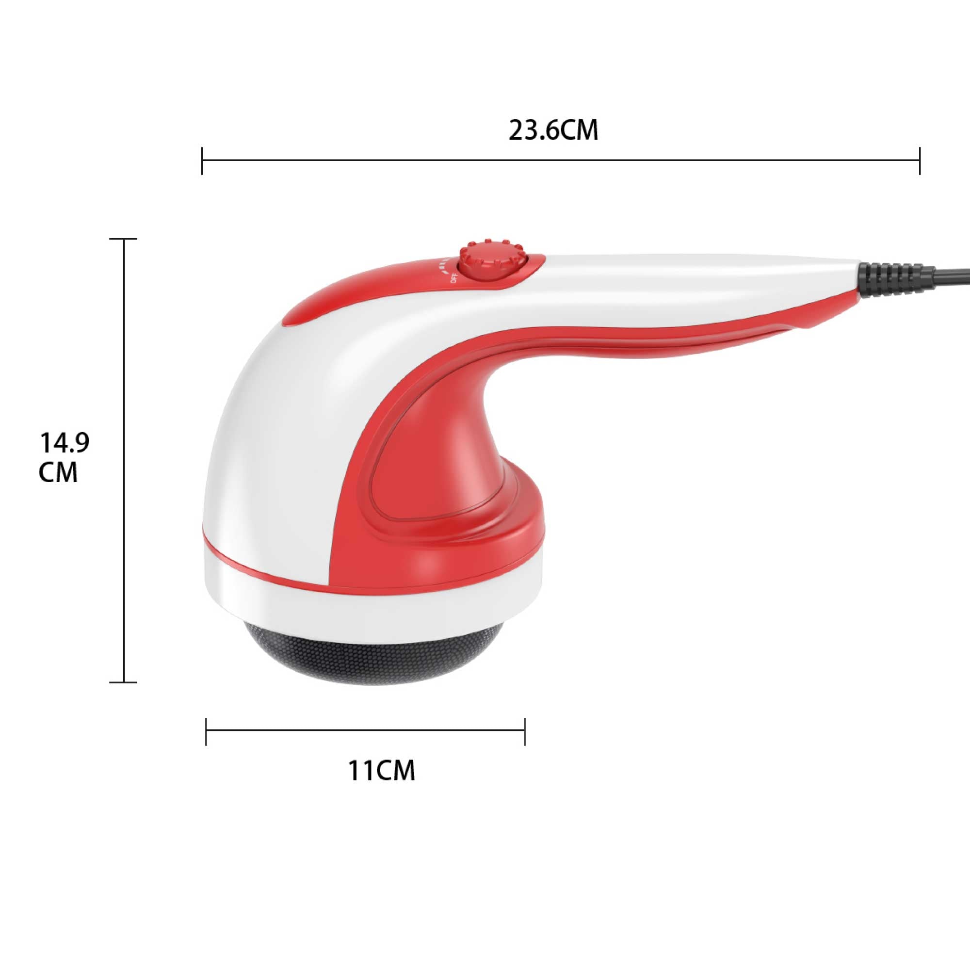 Handheld Vibration Massager Red - 4 Interchangeable Heads Adjustable Speed 6