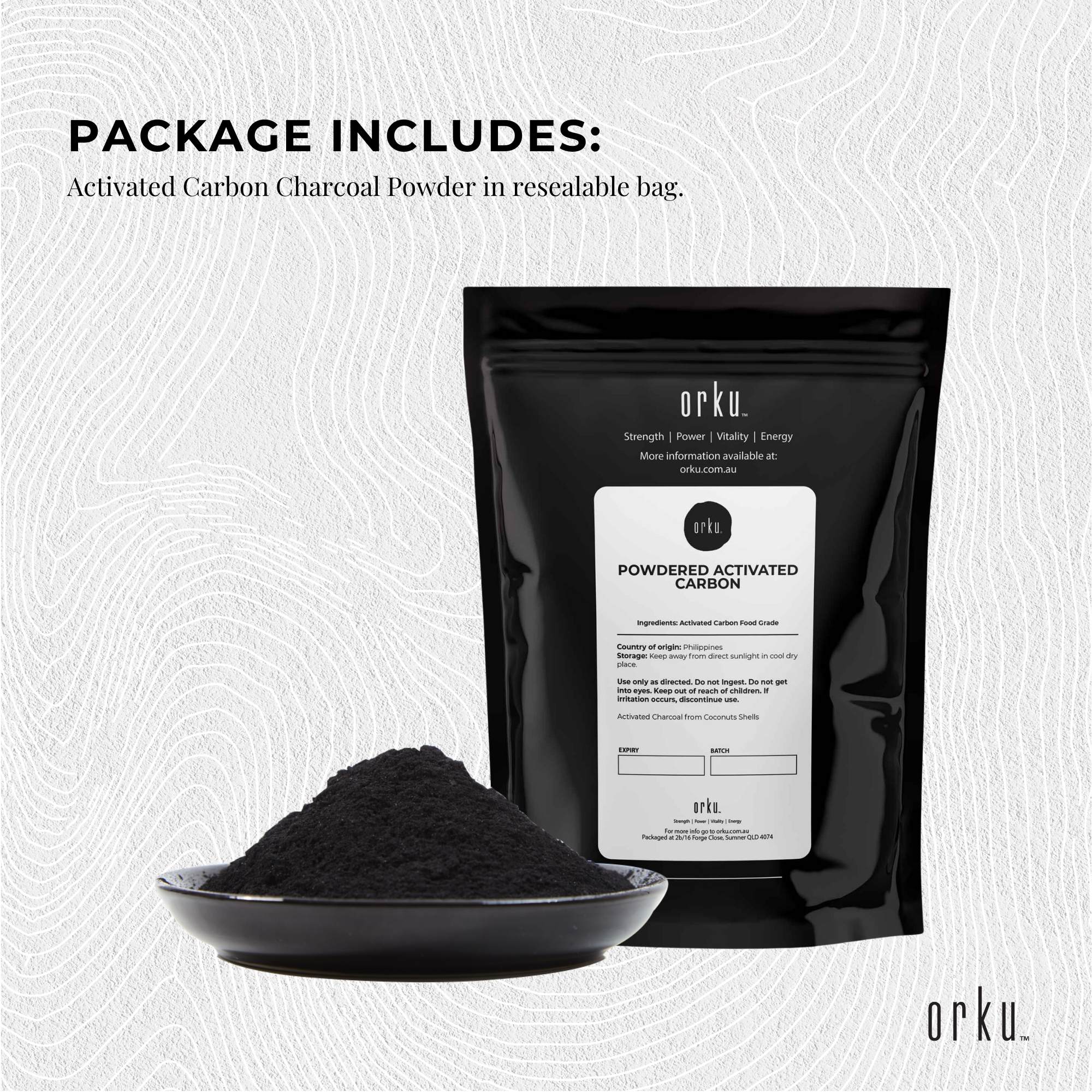 Orku 10g Activated Carbon Powder Coconut Charcoal - Water Filtration 3
