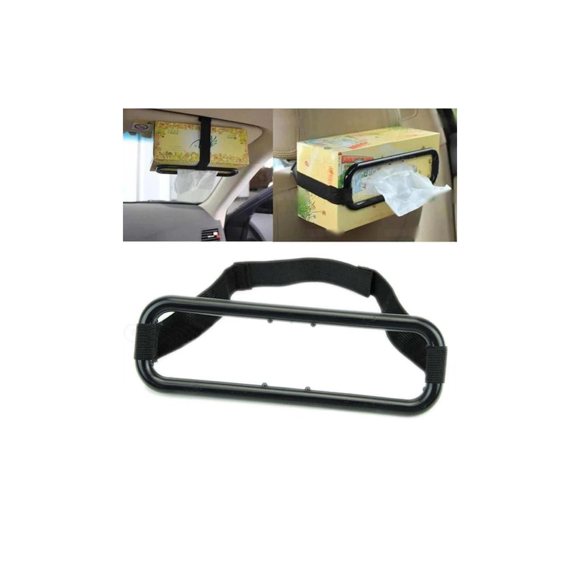 3x Car Tissue Box Holder - Plastic and Elastic Napkin Hanging Organiser Device 3