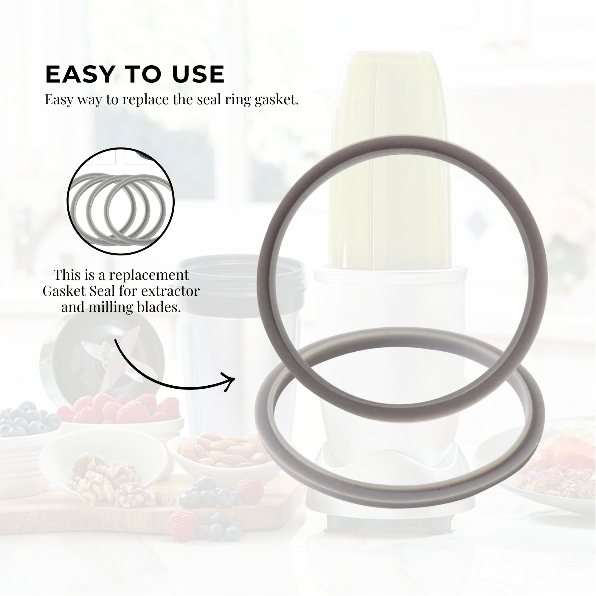 For Nutribullet Short Cup + Handheld Lip Ring + Grey Seal 900 and 600 Models 6