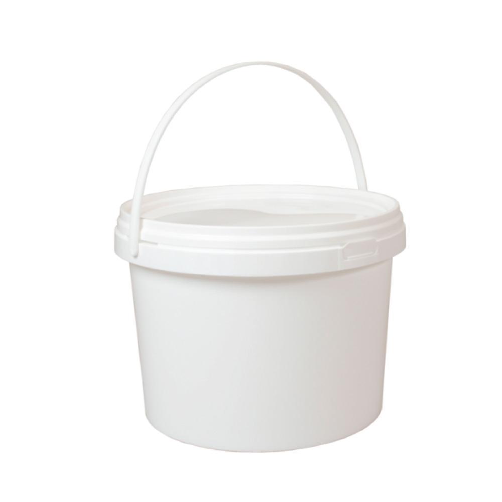 Bulk 10x 2L Plastic Buckets + Lids - Empty White With Handle - Small Food Pail 4