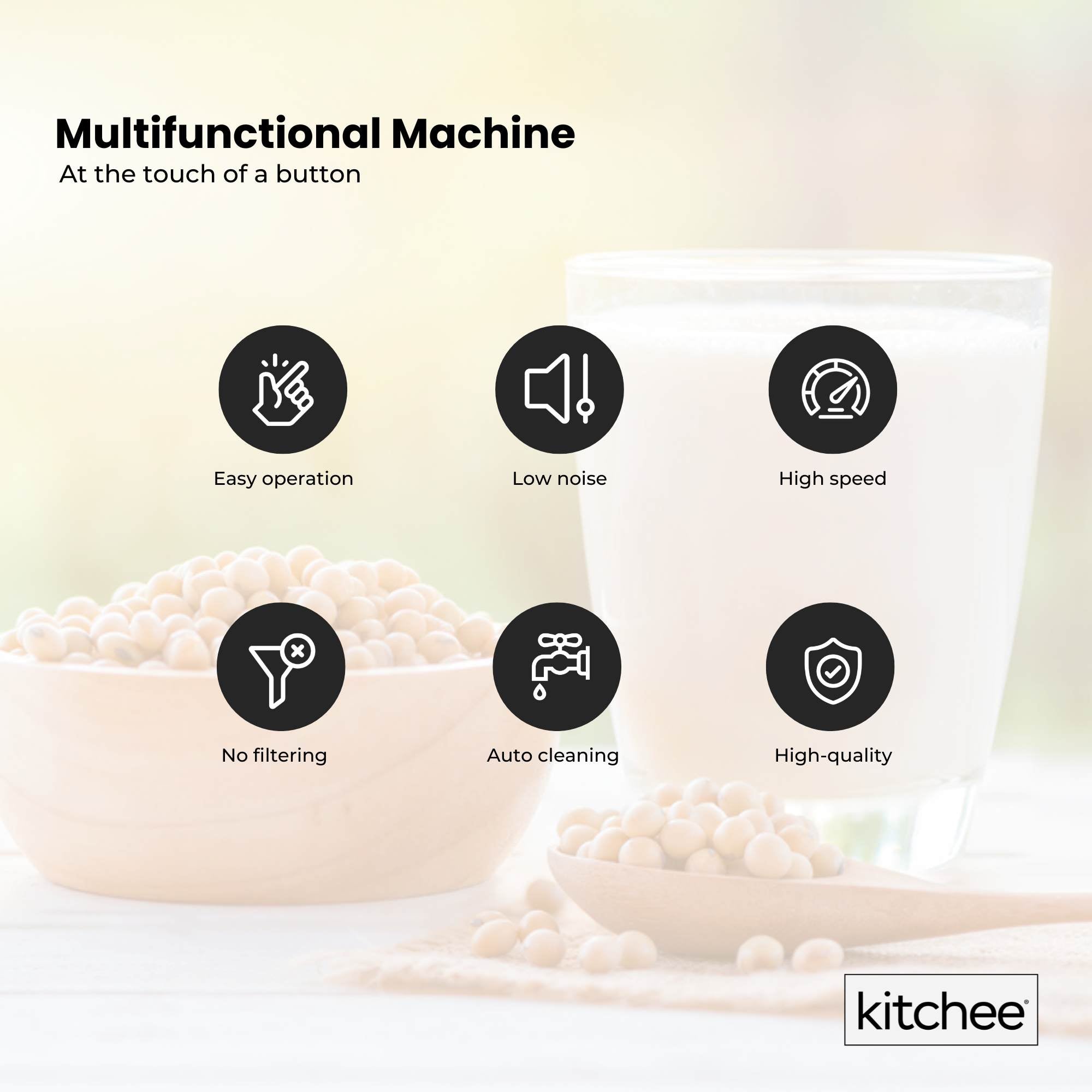 1.2L Electric Soy Bean Milk Maker Machine - Automatic Soya Almond Nut Blender 3
