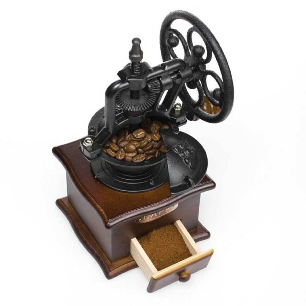 Coffee Bean Grinder - Vintage Retro Manual Wood Hand Wheel Nut Mill 3