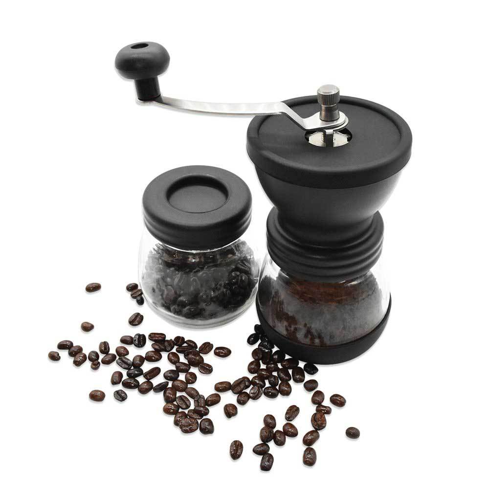 Coffee Bean Grinder - Manual Hand Stainless Ceramic Burr Core Glass Jar Nut Mill 3