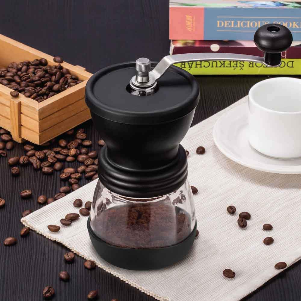Coffee Bean Grinder - Manual Hand Stainless Ceramic Burr Core Glass Jar Nut Mill 5