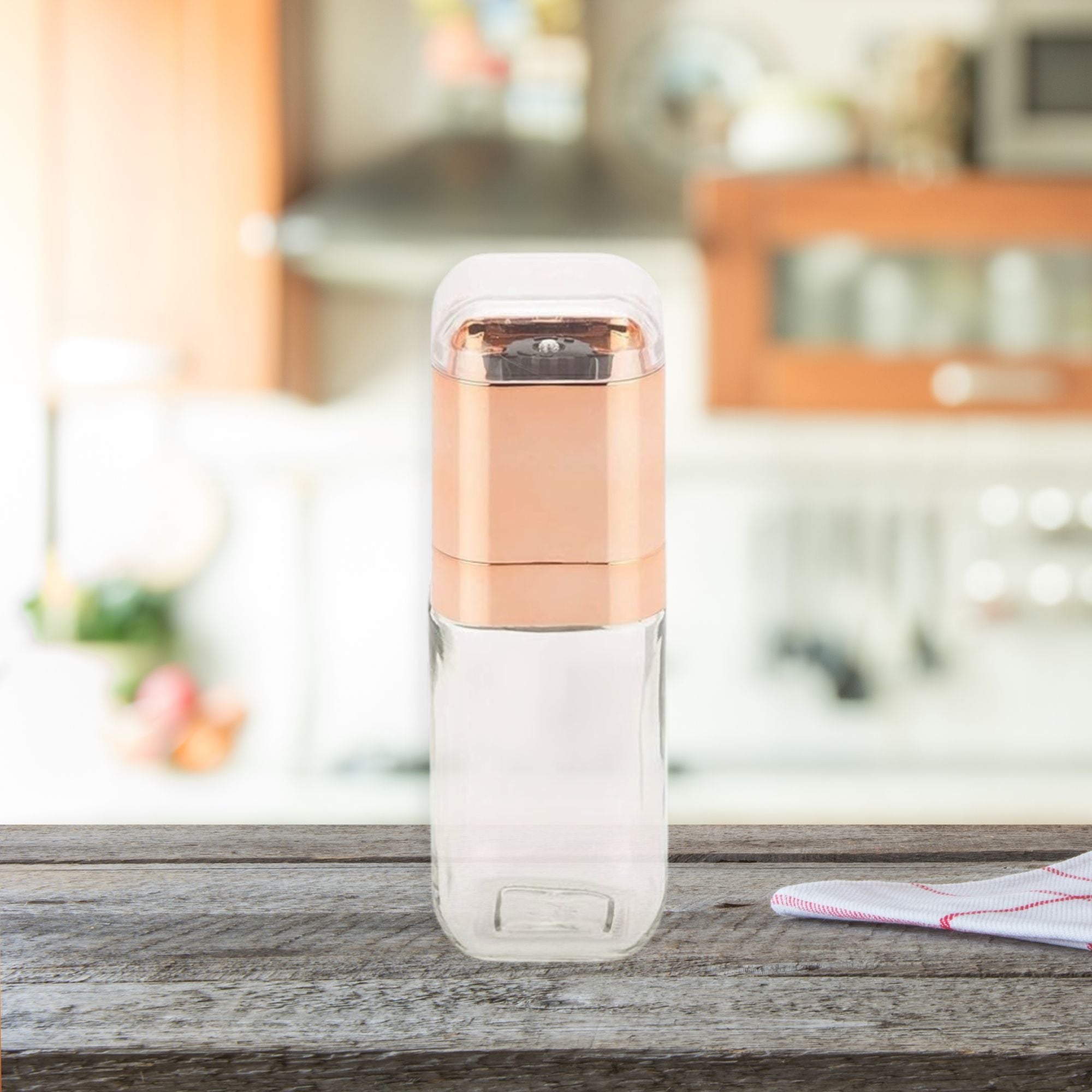 Orku Single Salt or Pepper Grinder 180ml – Glass Manual Mill with Rose Gold Lid 3