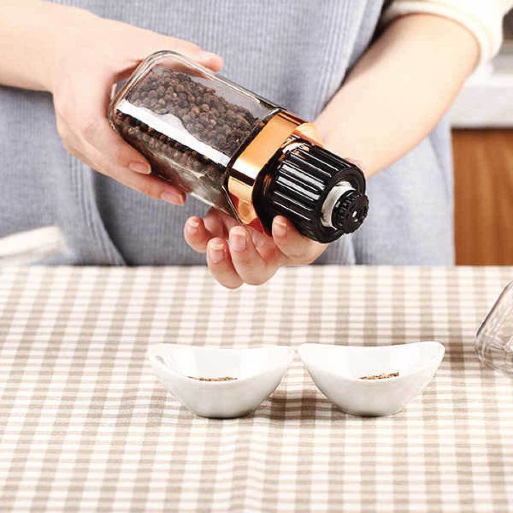 Orku Single Salt or Pepper Grinder 180ml – Glass Manual Mill with Rose Gold Lid 5